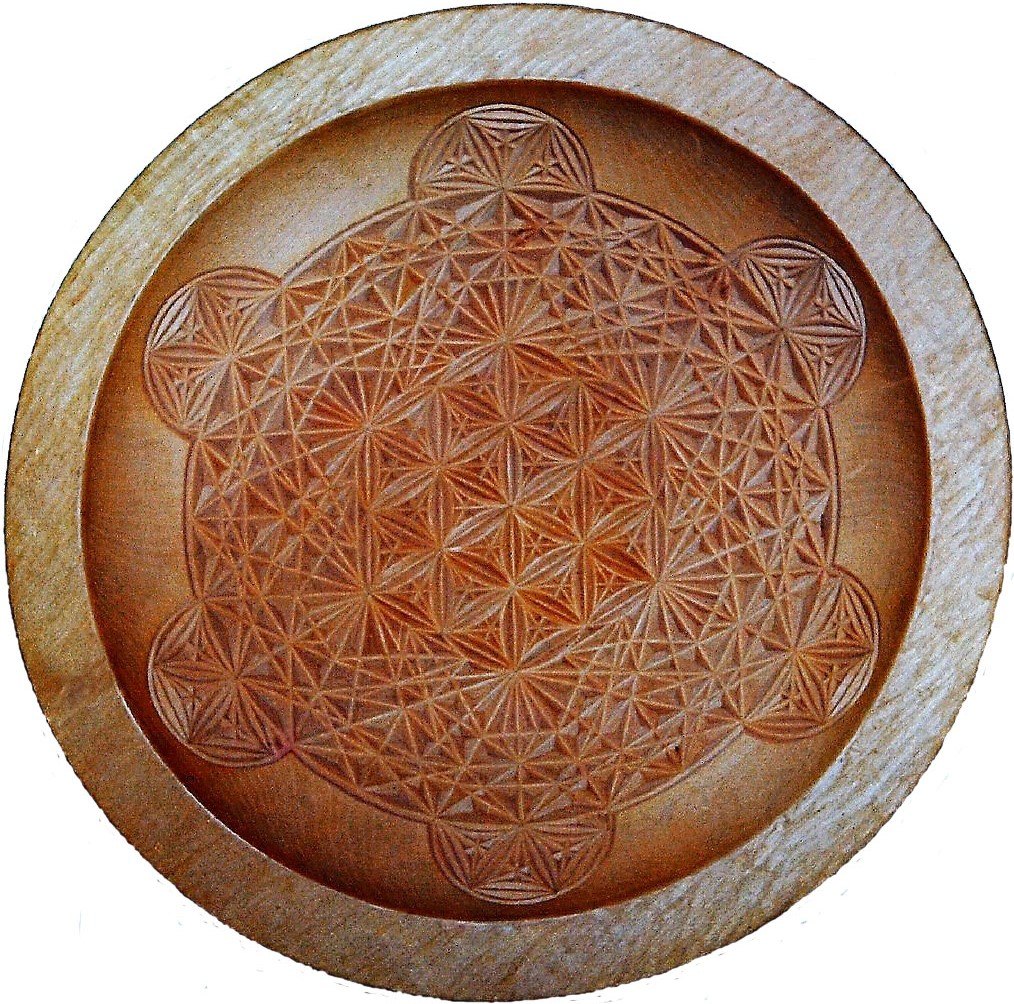 Lindenholzteller, Detailaufnahme – Kerbschnitzarbeit