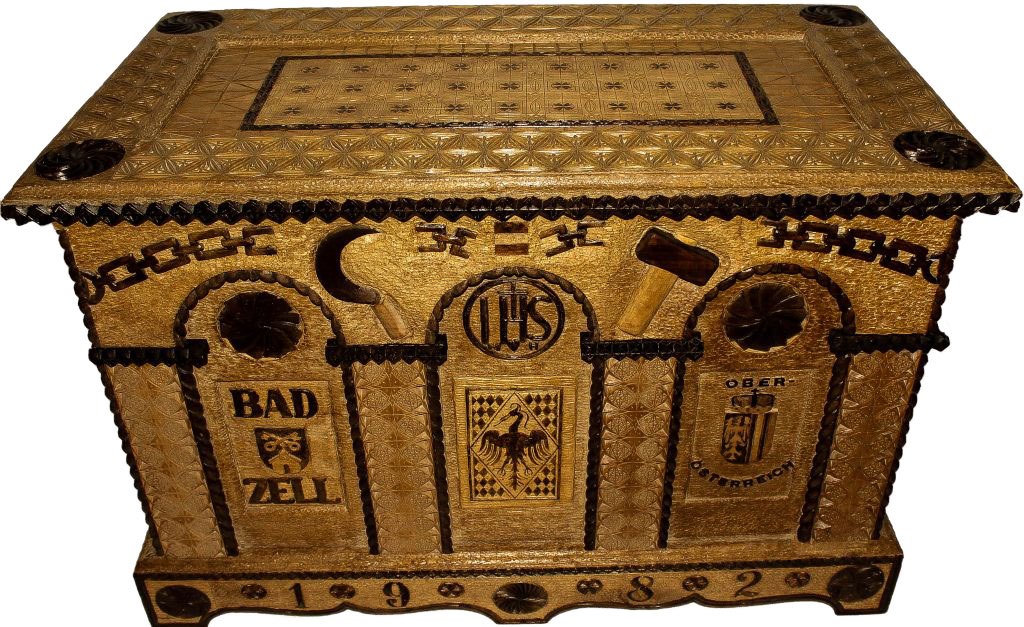 Schatztruhe, Detailaufnahme Ornamente